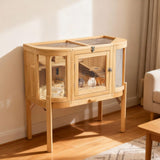 Hamster Cage with 4 Detachable Elevated Leg Stands, Guinea Pig Cages Chew Proof, Openable Mesh Top Small Animal Habitat for Hedgehog, Wooden Hamster House and Habitats with Pull-Out Cleaning Tray