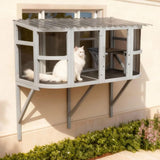 Cat Window Box, Wooden Window Perch for Indoor Cats, Expandable Window Box Enclosure, Comfortable Small Pet Perch House for Multi Kittens