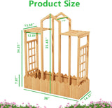 Garden Bed with Arch Trellis, Wood Planter Box with Hanging Roof, Garden Bed for Outdoor Climbing Plants Vines Patio