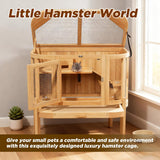 Hamster Cage with 4 Detachable Elevated Leg Stands, Guinea Pig Cages Chew Proof, Openable Mesh Top Small Animal Habitat for Hedgehog, Wooden Hamster House and Habitats with Pull-Out Cleaning Tray