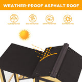 Rabbit Hutch Bunny Cage Indoor Outdoor, 2-Story Wooden Chicken Coop with Wire Run, Waterproof Roof, Pull Out Tray and Anti-Slip Ramp