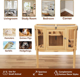 Hamster Cage with 4 Detachable Elevated Leg Stands, Guinea Pig Cages Chew Proof, Openable Mesh Top Small Animal Habitat for Hedgehog, Wooden Hamster House and Habitats with Pull-Out Cleaning Tray
