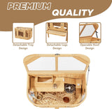 Hamster Cage with 4 Detachable Elevated Leg Stands, Guinea Pig Cages Chew Proof, Openable Mesh Top Small Animal Habitat for Hedgehog, Wooden Hamster House and Habitats with Pull-Out Cleaning Tray