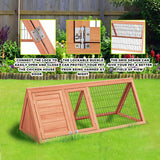 Rabbit Hutch Small Chicken Coop Outdoo Wooden with 2 Door & Run Cage Deep Push-Pull Tray Ventilating Wire A-Frame Design Animal Pen – Portable & Weatherproof Design