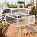 Rabbit Hutch Indoor & Outdoor 49" L Bunny Cage with Openable Foldable Top Extensible Guinea Pig House Pet Playpen for Small to Medium Animals