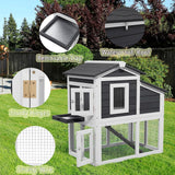 Rabbit Hutch Bunny Cage with Waterproof Roof, Wooden Chicken Coop Poultry Cage with Nesting Box, Indoor Hen House Chicken Cage with Ramp for Garden Backyard