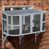Cat Window Box, Wooden Window Perch for Indoor Cats, Expandable Window Box Enclosure, Comfortable Small Pet Perch House for Multi Kittens