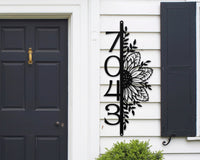 Sunflower Address Sign, Vertical House Numbers Sign, Outdoor Patio Metal Sign, Address Marker