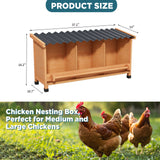 3 Hole Wood Nesting Box Perch Chicken Laying Coop Easy Clean