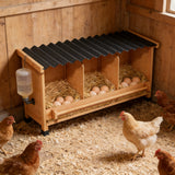 3 Hole Wooden Nesting Box Easy Clean Chicken Laying Coop Perch