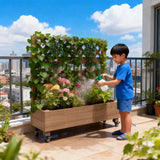 Raised Garden Bed with Wheels - Planter Box Includes Trellis Privacy Screen