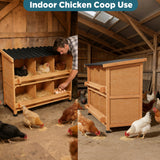 Wood Nesting Box with Perch for Chicken Coop Easy Clean Egg Laying