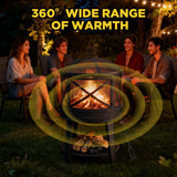 Wood Burning Fire Pit with BBQ Grill Grate Spark Screen and Poker