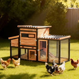 Outdoor Hen House Wooden Rabbit Hutch - Chicken Coop Run and Hutch for Backyard