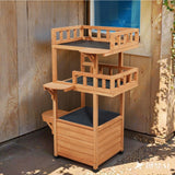 Outdoor Wooden Cat House - Shelter with Escape Door for Feral Cats & Kittens