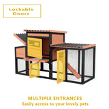 Outdoor Hen House Wooden Rabbit Hutch - Chicken Coop Run and Hutch for Backyard