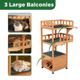 Outdoor Wooden Cat House - Shelter with Escape Door for Feral Cats & Kittens