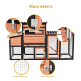 Outdoor Hen House Wooden Rabbit Hutch - Chicken Coop Run and Hutch for Backyard