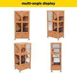 Natural Wooden Hamster Cage - Rolling Habitat with Storage Shelf & Hideouts
