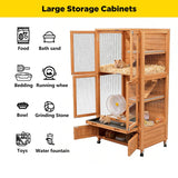 Natural Wooden Hamster Cage - Rolling Habitat with Storage Shelf & Hideouts