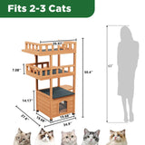 Outdoor Wooden Cat House - Shelter with Escape Door for Feral Cats & Kittens