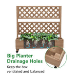 Raised Garden Bed with Wheels - Planter Box Includes Trellis Privacy Screen