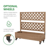 Raised Garden Bed with Wheels - Planter Box Includes Trellis Privacy Screen